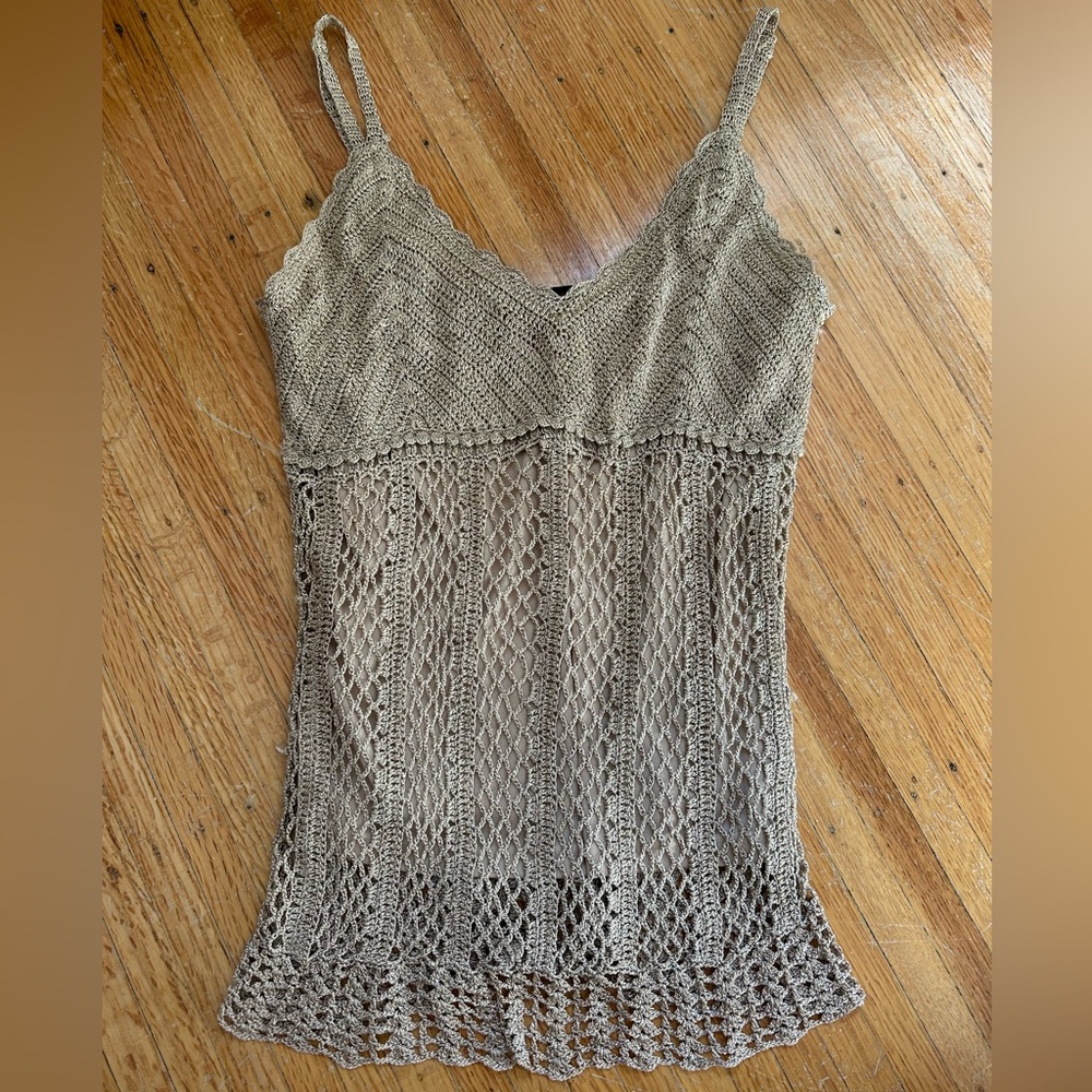 Y2K Le Chateau Gold Sparkly Tank Top